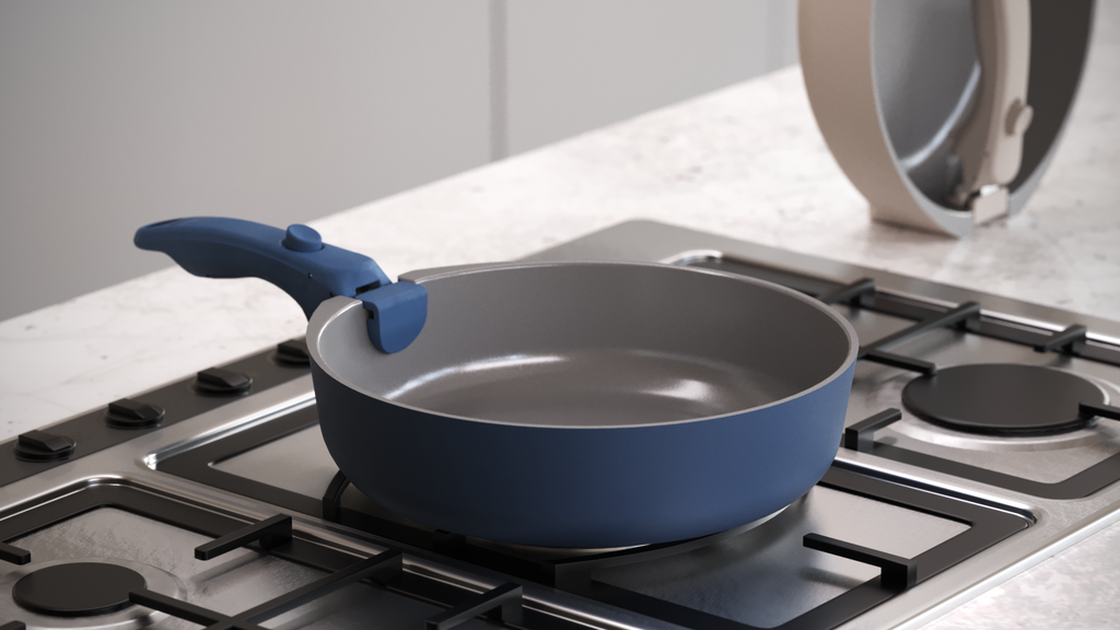 Azmile Versatile Pan 26cm Polished Stainless Steel Cooking Pot with Lid (Cream White)